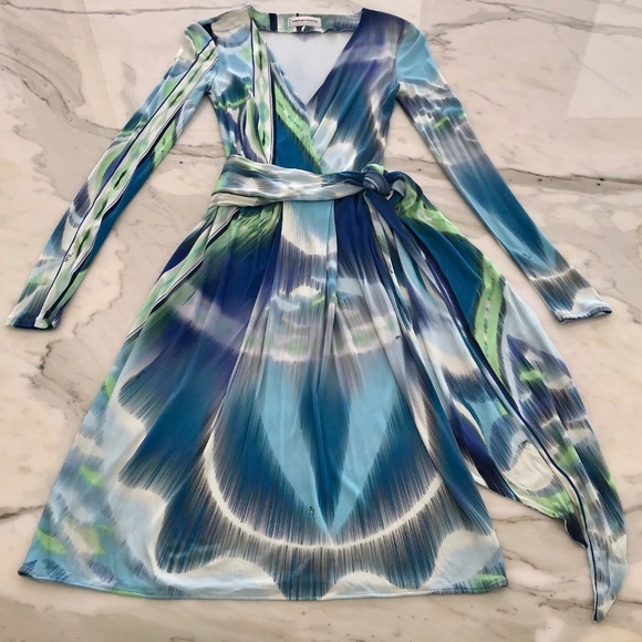 EMILIO PUCCI BLUE MULTI OCEAN PRINT DRESS MODEL 21RGO3 SIZE IT 40 / US 6 - Picture 5 of 16